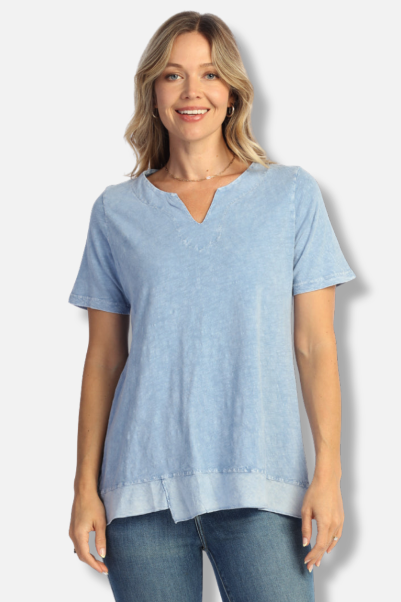 Notch Neck Tee - Cornflower