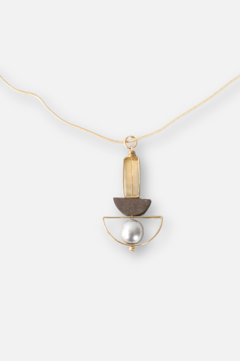 Sputnik II Necklace - Pearl & Gold