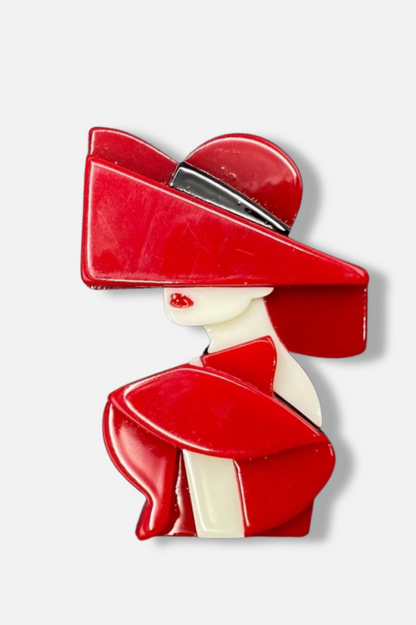 Modern Woman Brooch - Red