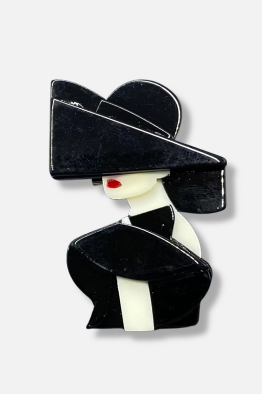 Modern Woman Brooch - Black & White