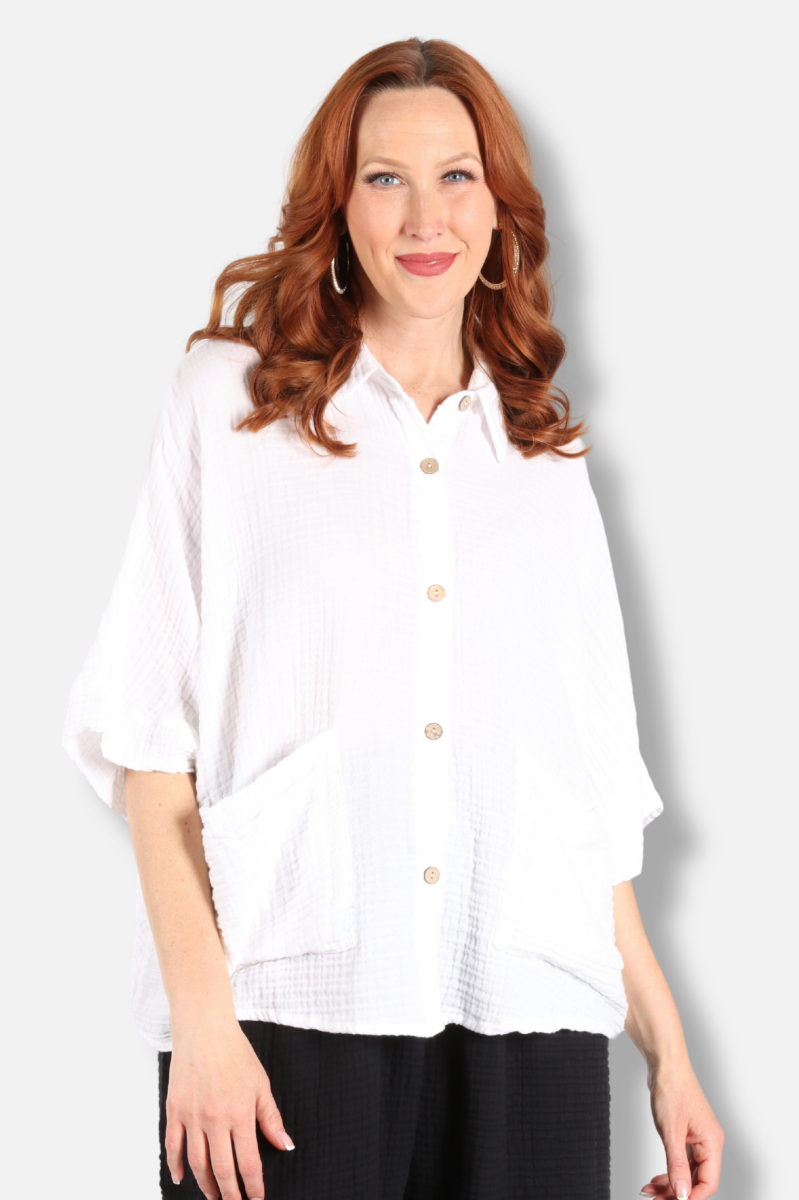 Prince Shirt Plus - White Gauze 