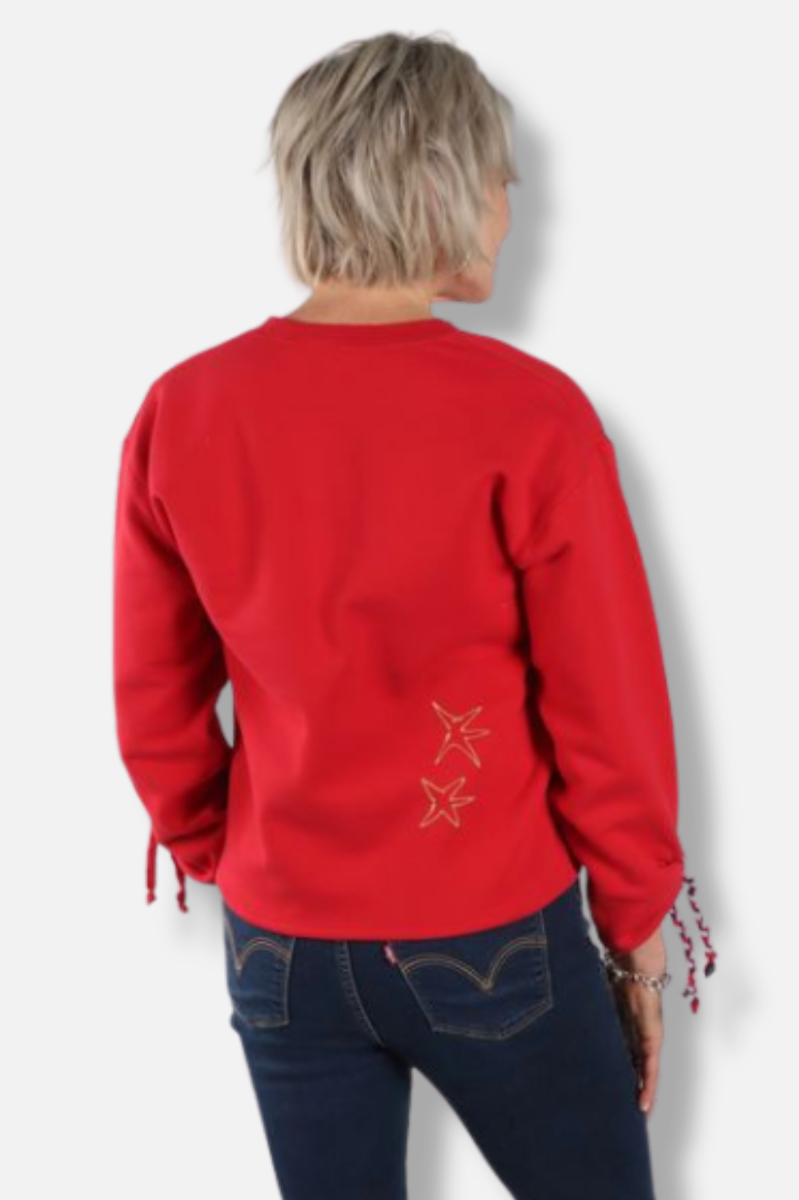 Crop Tie Pullover - Red Flag