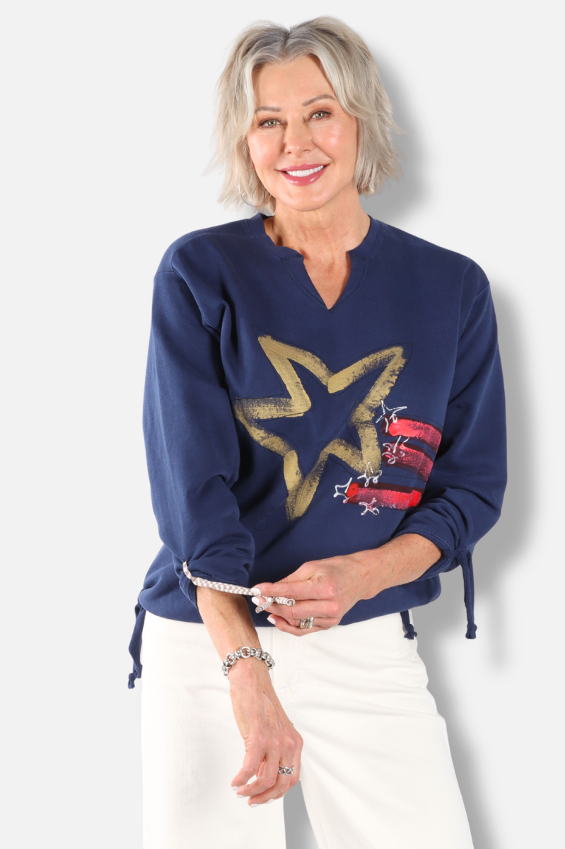 Tie Pullover - Navy 