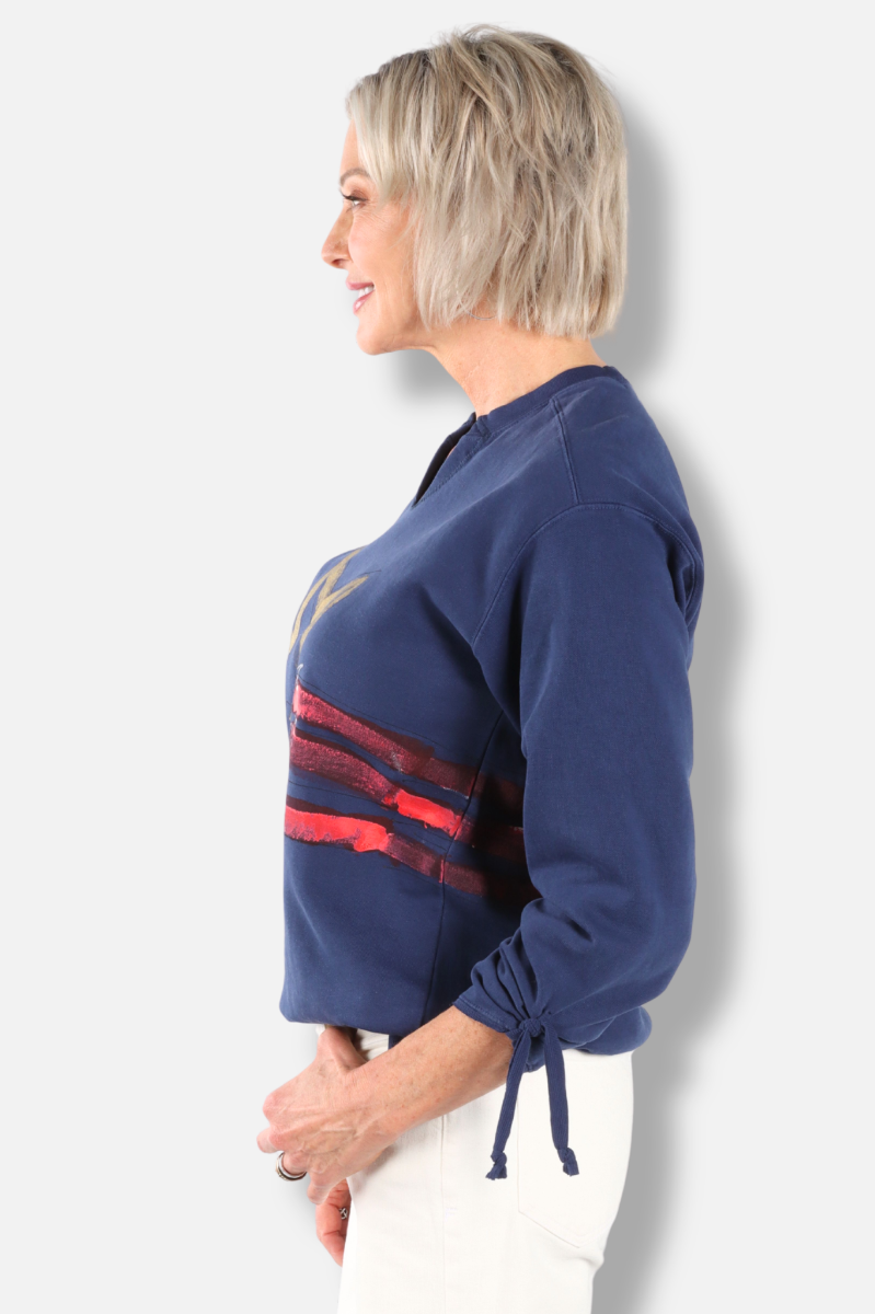 Tie Pullover - Navy 