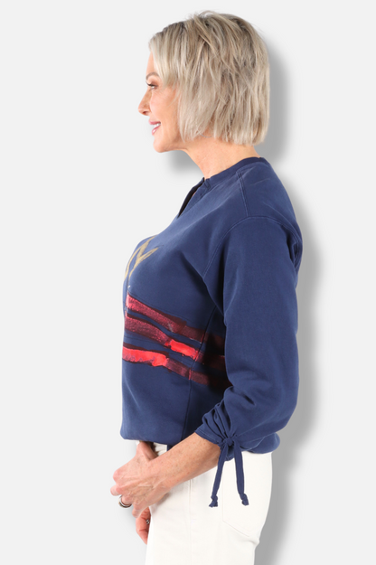 Tie Pullover - Navy 