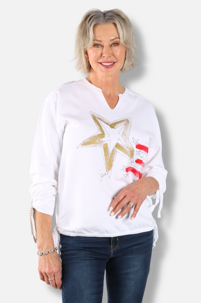 Tie Pullover - White Star & Stripe