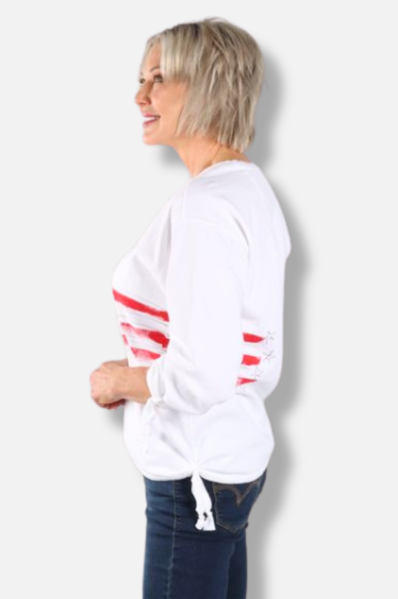 Tie Pullover - White Star & Stripe