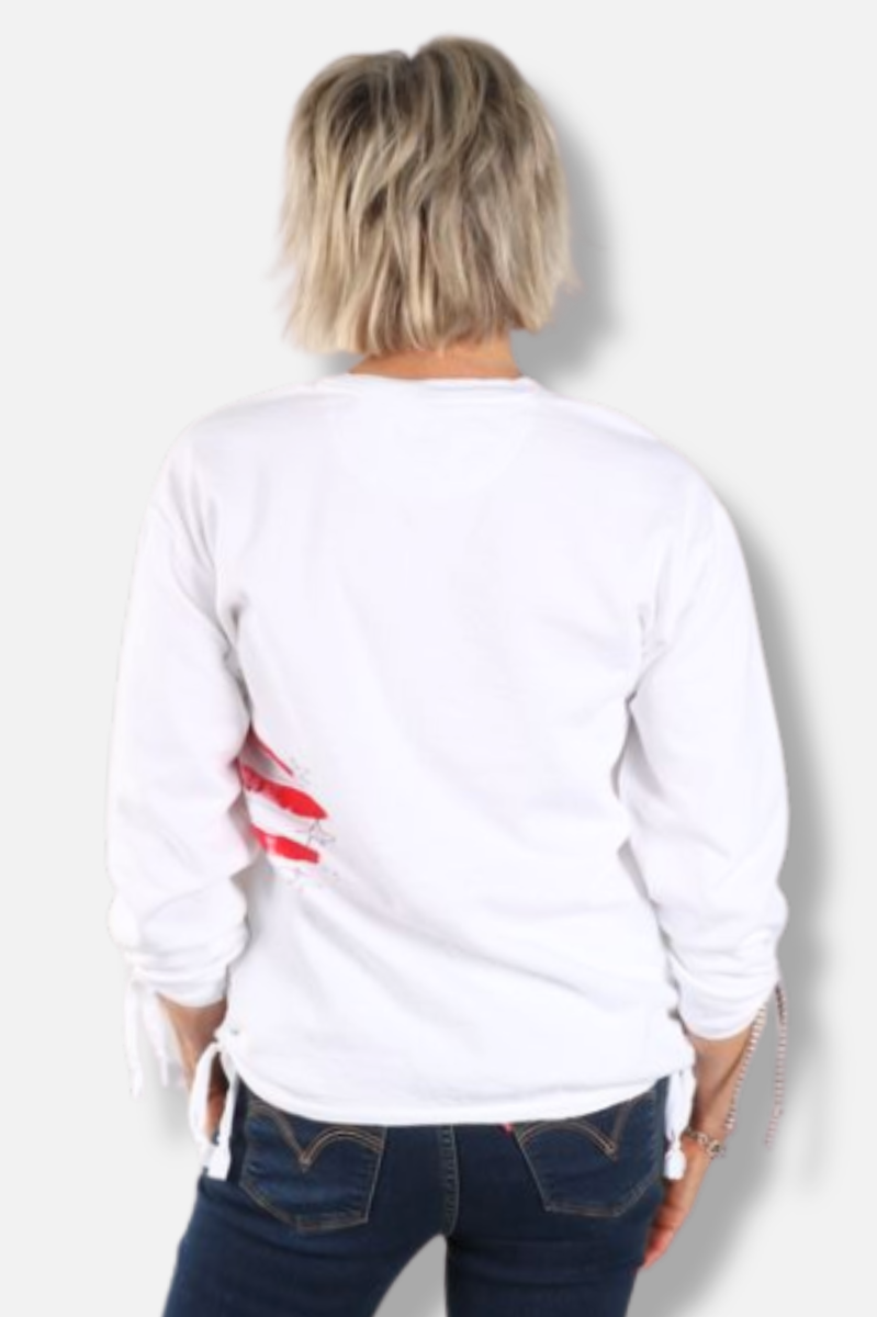 Tie Pullover - White Star & Stripe