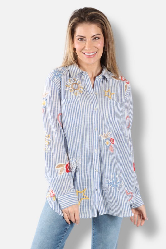 Andee Shirt - Blue Stripe