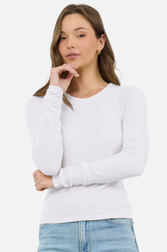 Long Sleeve Thermal Top - White