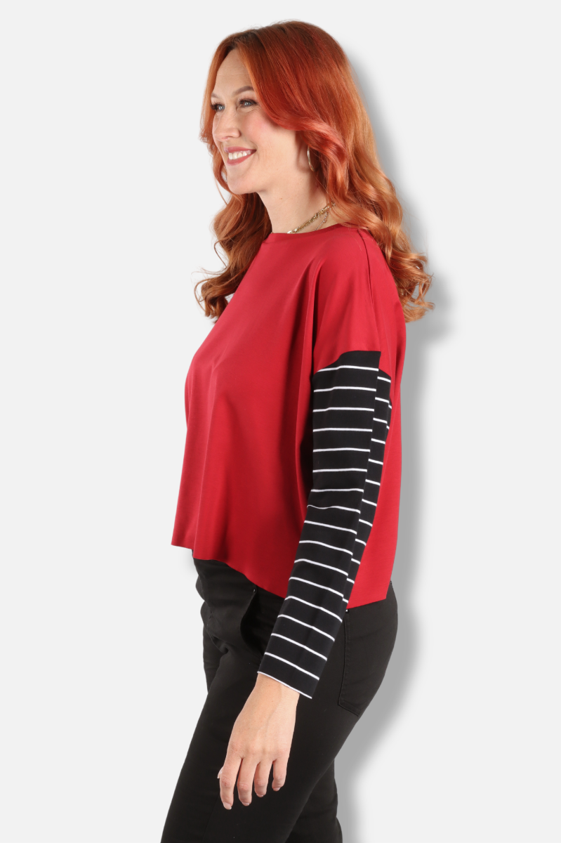 Mini Mixed Up Boxy Tee - Ruby
