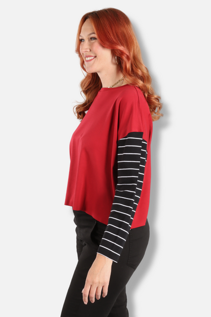 Mini Mixed Up Boxy Tee - Ruby