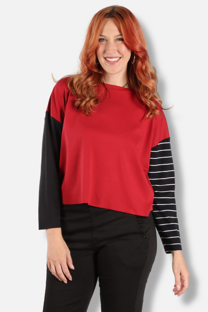 Mini Mixed Up Boxy Tee - Ruby