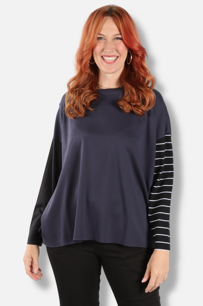 Mixed Up Boxy Tee - Midnight