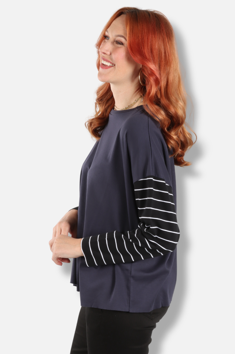 Mixed Up Boxy Tee - Midnight