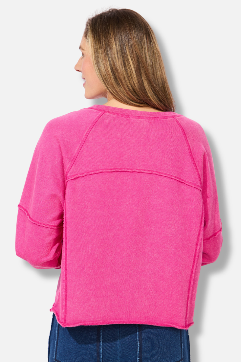 Weekend Raglan Crew - Fuchsia