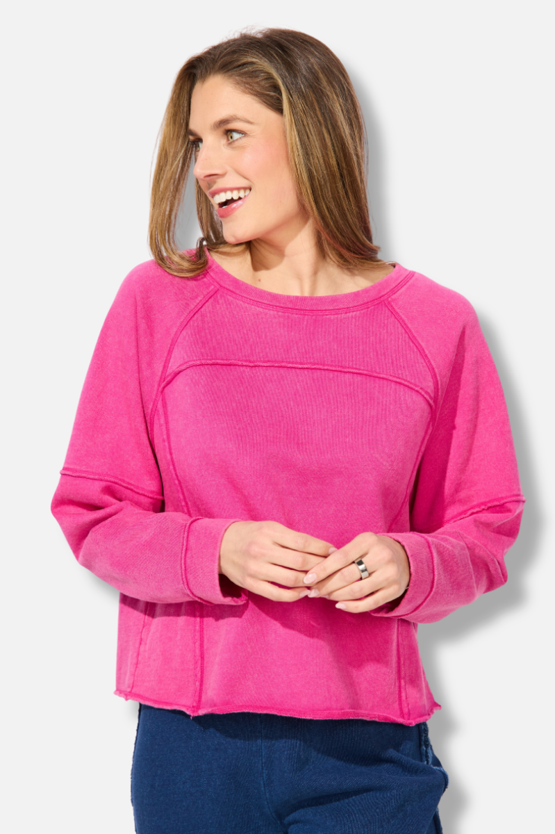 Weekend Raglan Crew - Fuchsia
