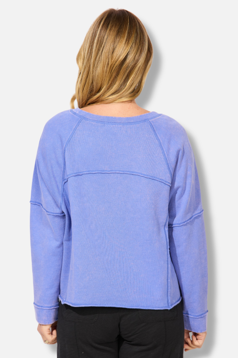 Weekend Raglan Crew - Baja Blue