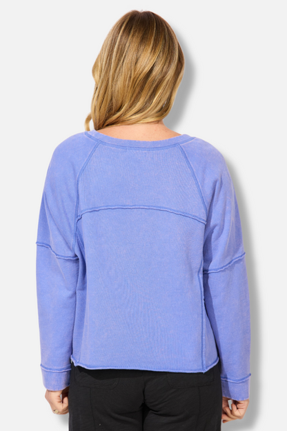 Weekend Raglan Crew - Baja Blue