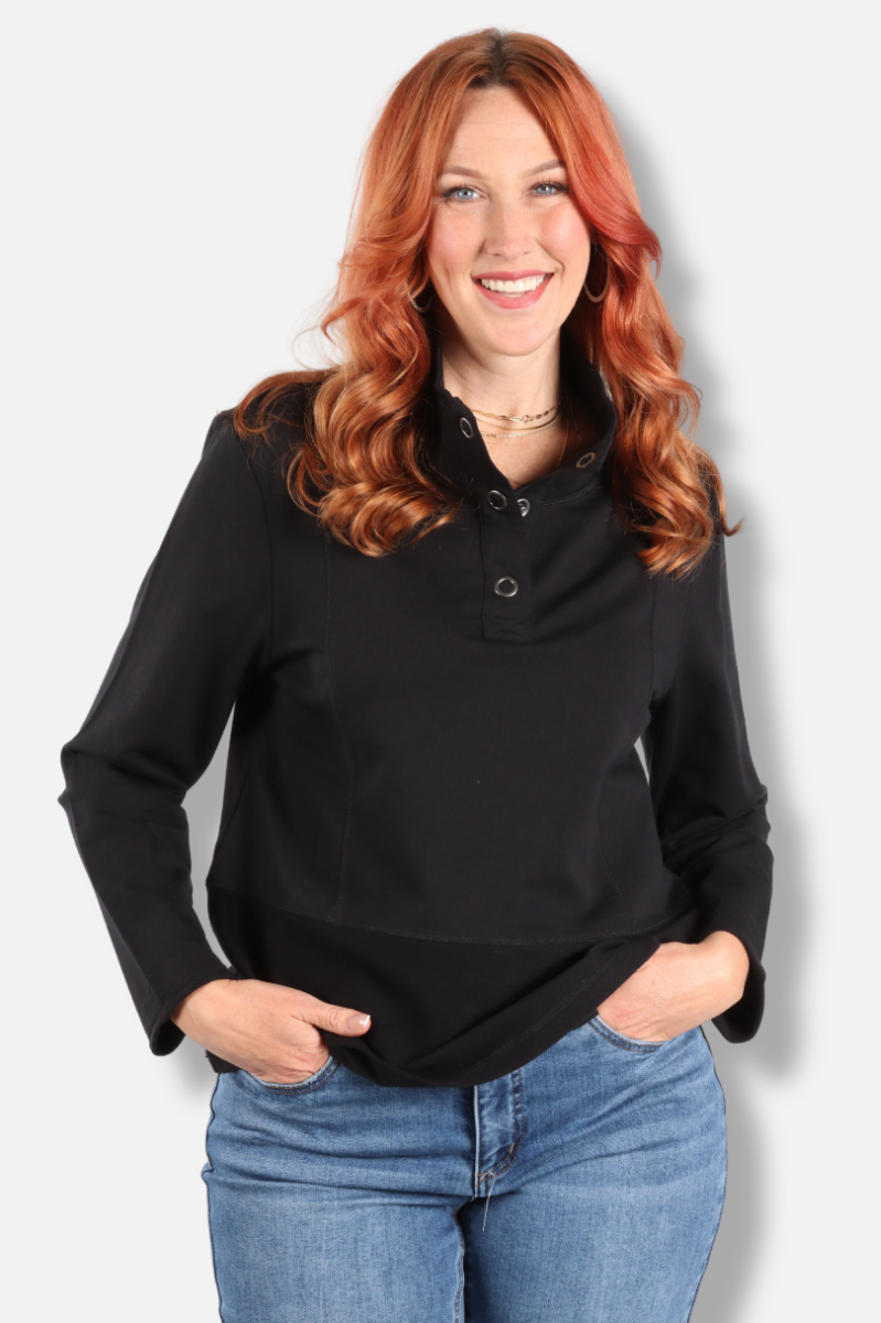 Everyday Quarter Snap Pullover - Black 