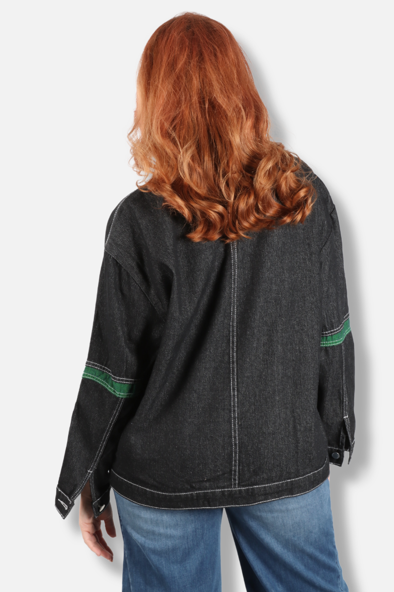 Color Block Patchwork Jacket - Denim 