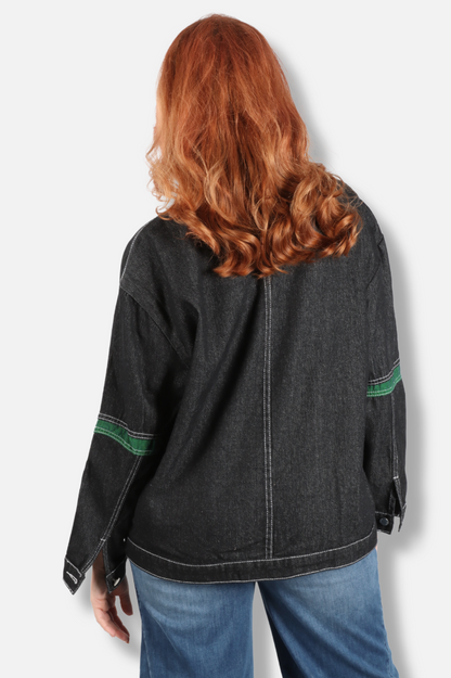 Color Block Patchwork Jacket - Denim 