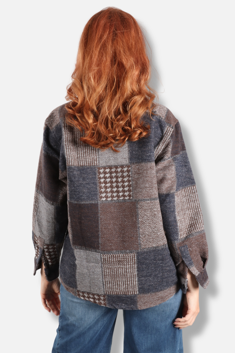 Patchwork Tweed Jacket - Brown