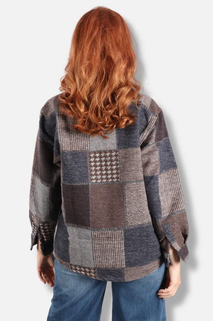 Patchwork Tweed Jacket - Brown