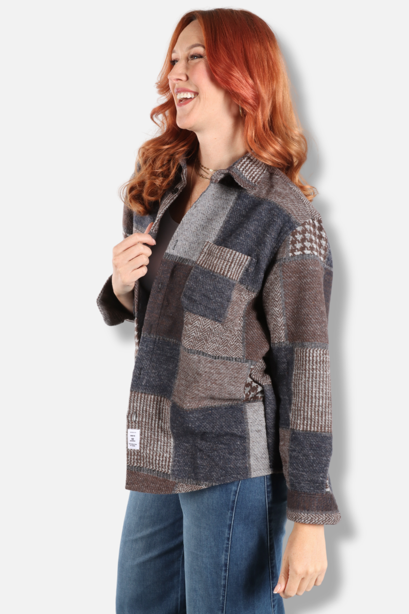 Patchwork Tweed Jacket - Brown