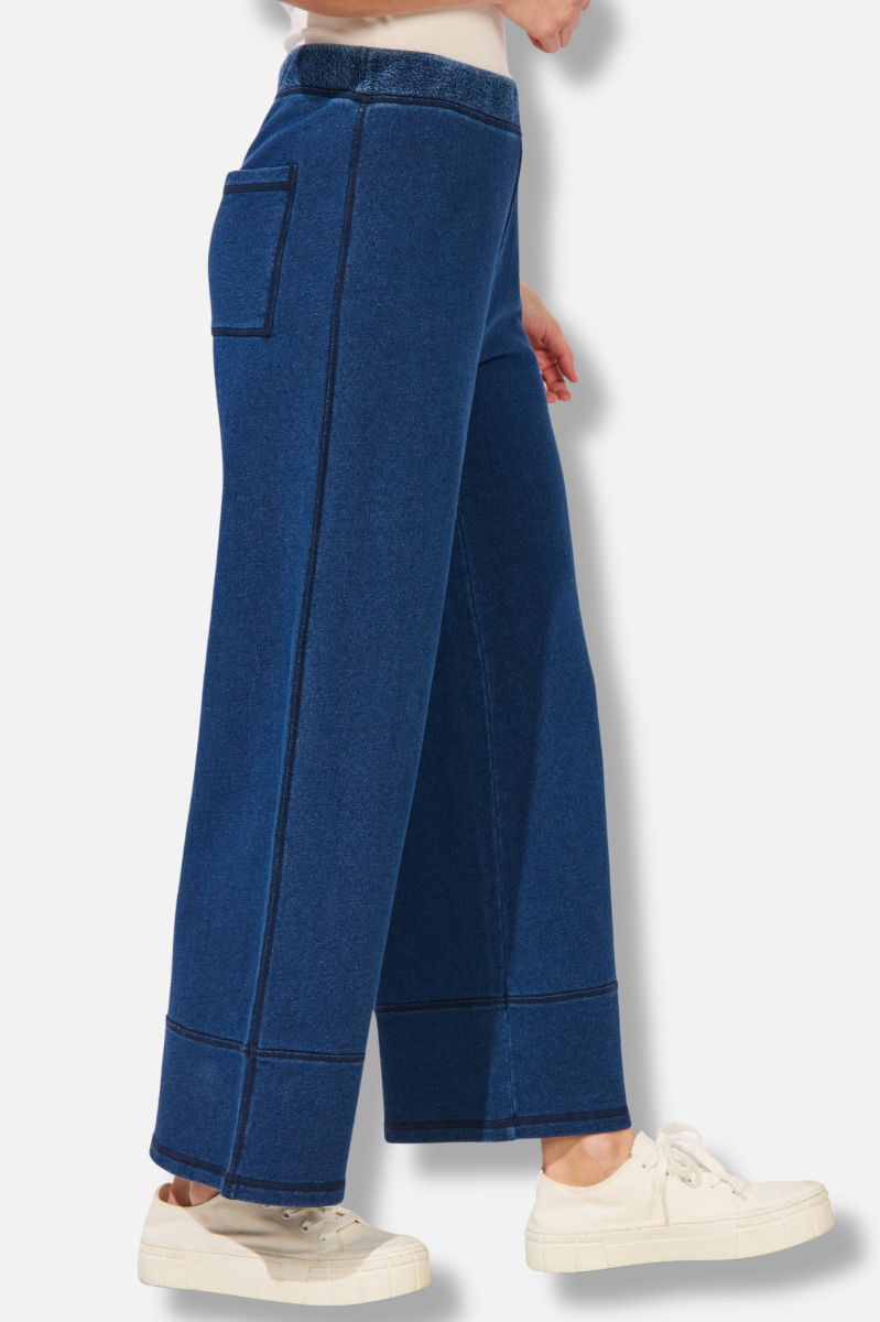 Cropped Wide Leg Pant - Medium Wash 