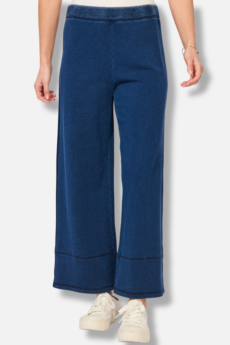 Cropped Wide Leg Pant - Medium Wash 