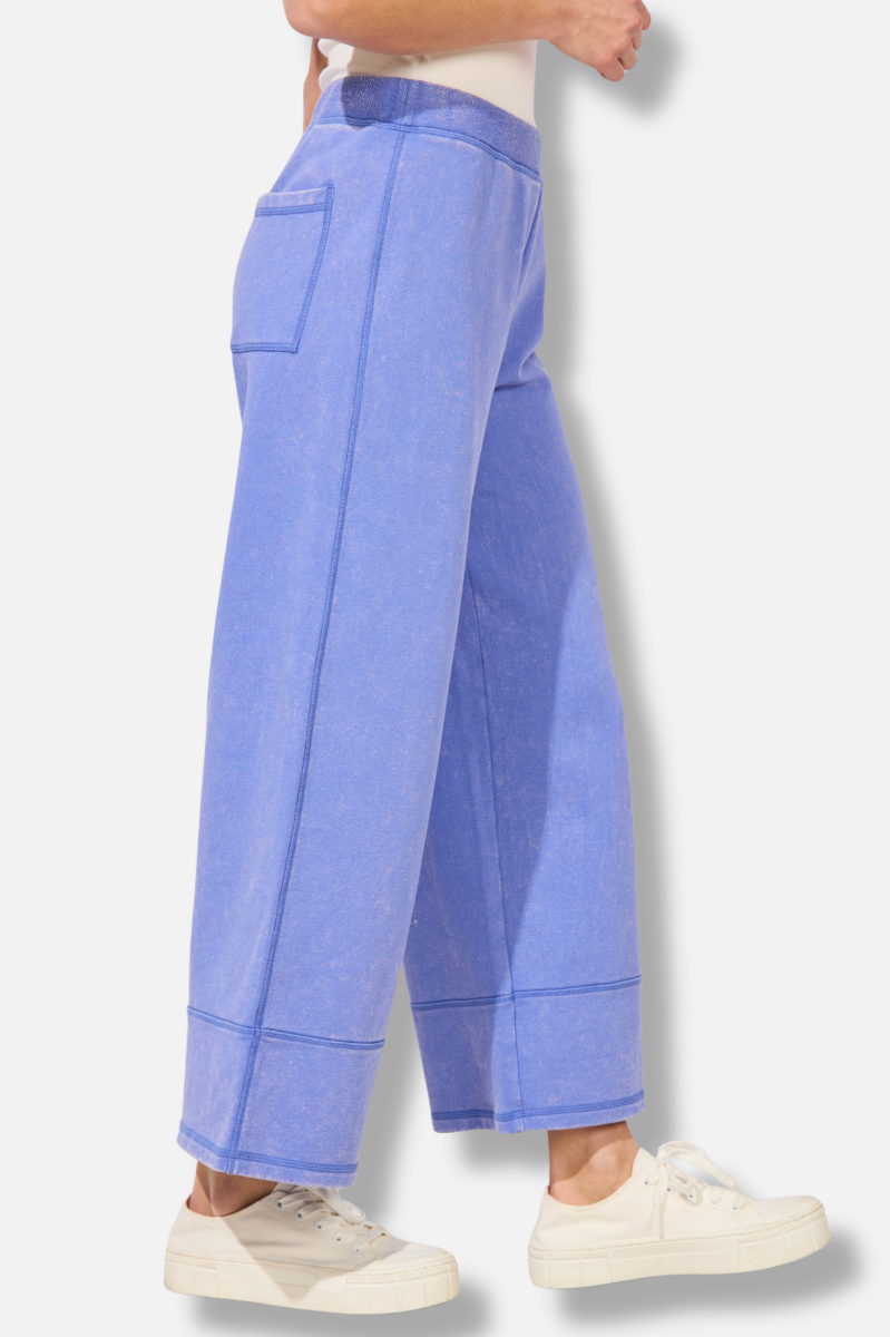 Cropped Wide Leg Pant - Baja Blue 
