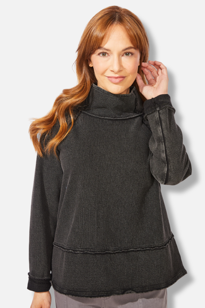 Mock Neck Sweater - Black 