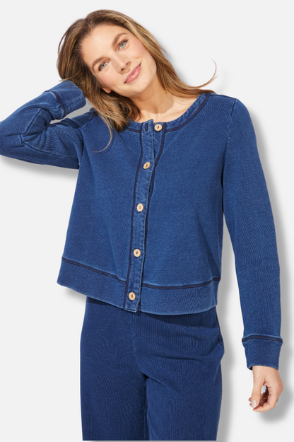 Cropped Cardi - Medium Wash 