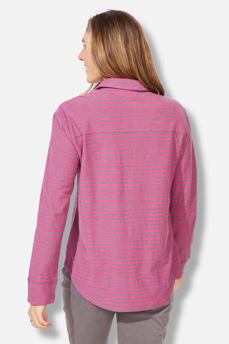 Primo Split Neck Top - Fuchsia 