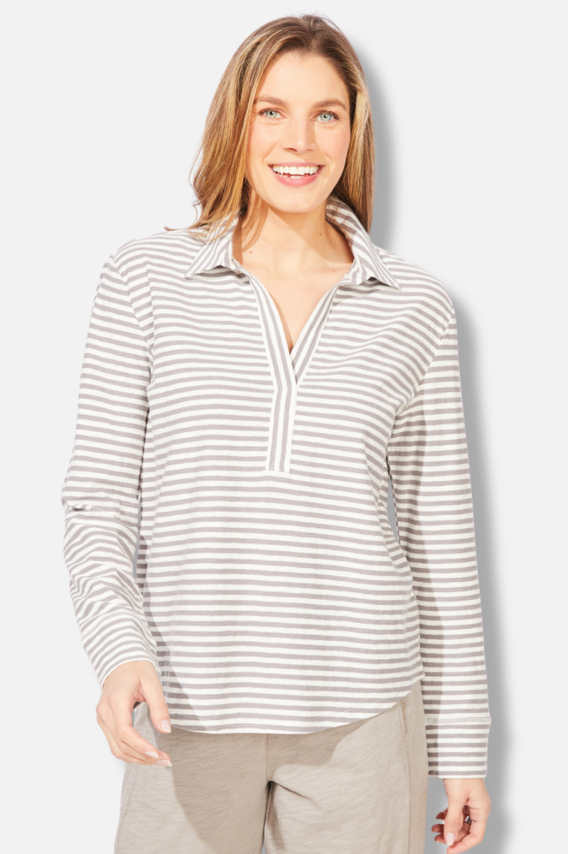 Primo Split Neck Top - Pearl