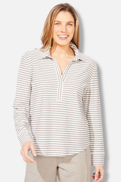 Primo Split Neck Top - Pearl