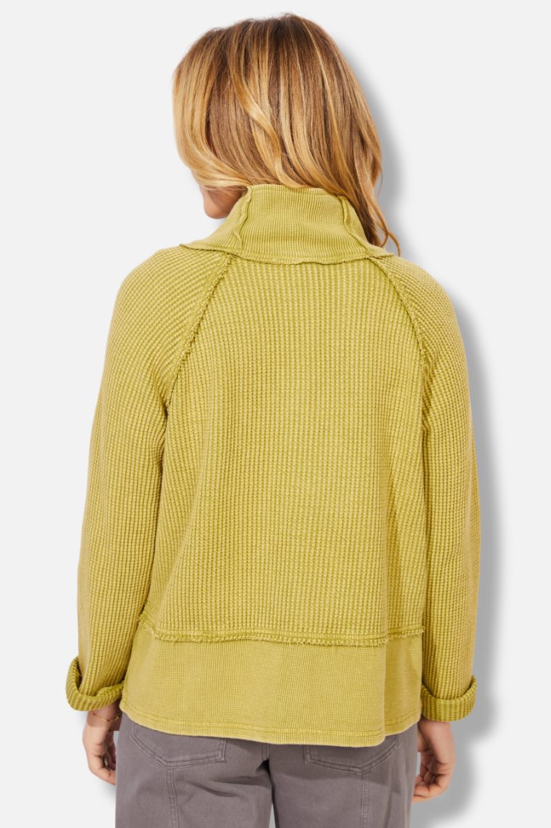 Button Mock Neck Jacket - Citron 