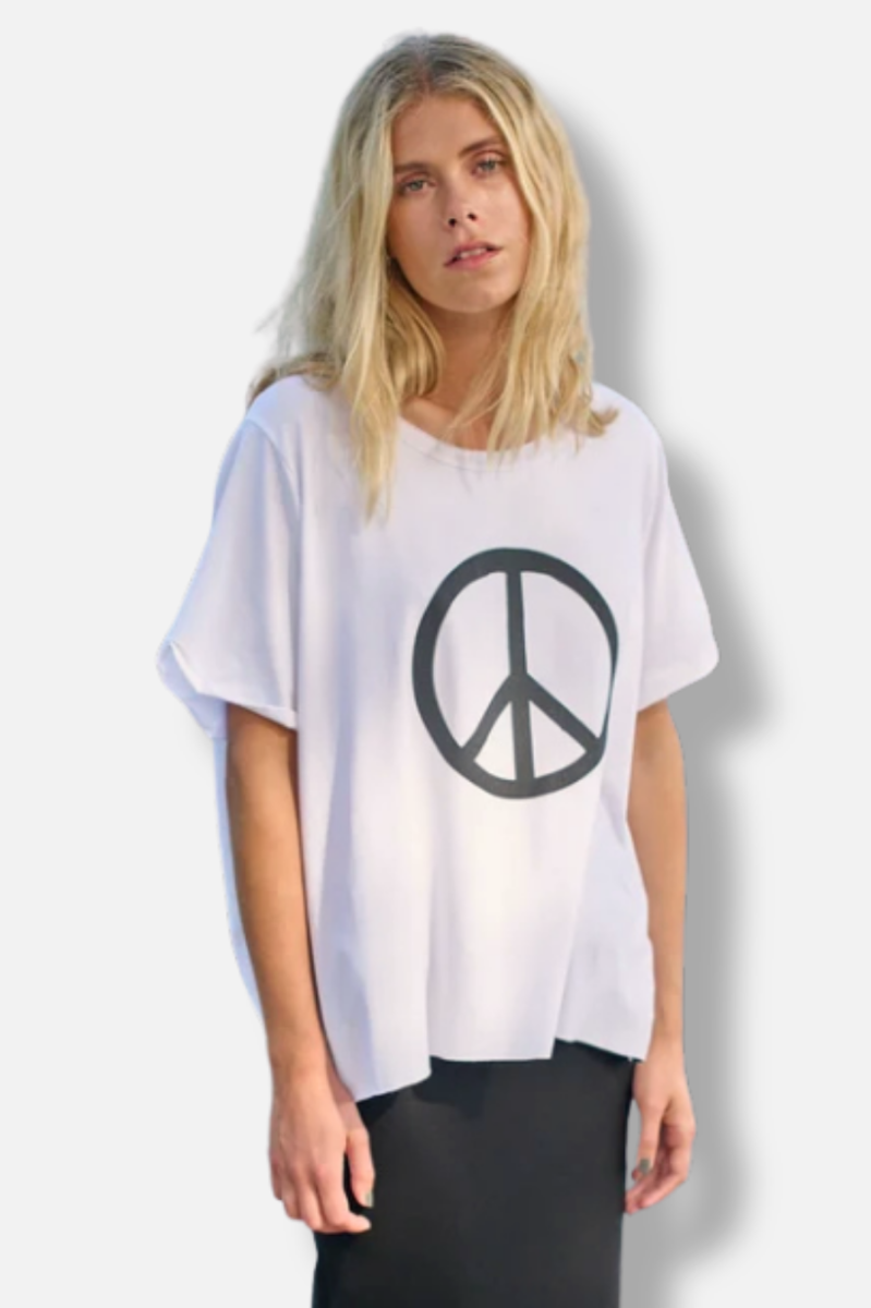 Peace Print Tee - White 