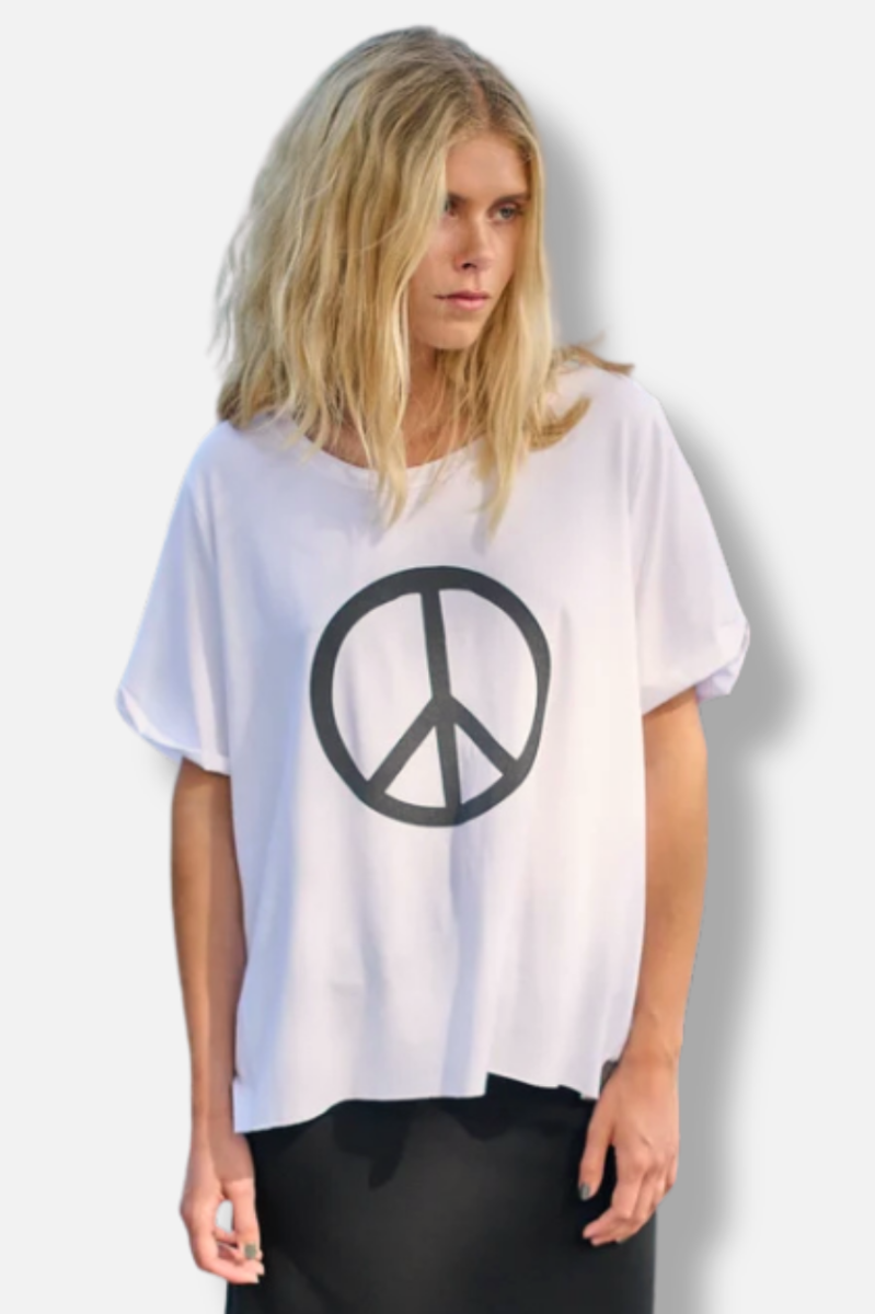 Peace Print Tee - White 