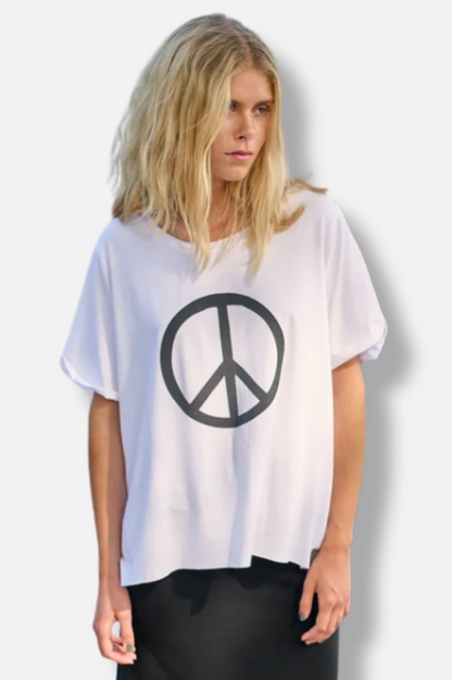 Peace Print Tee - White 