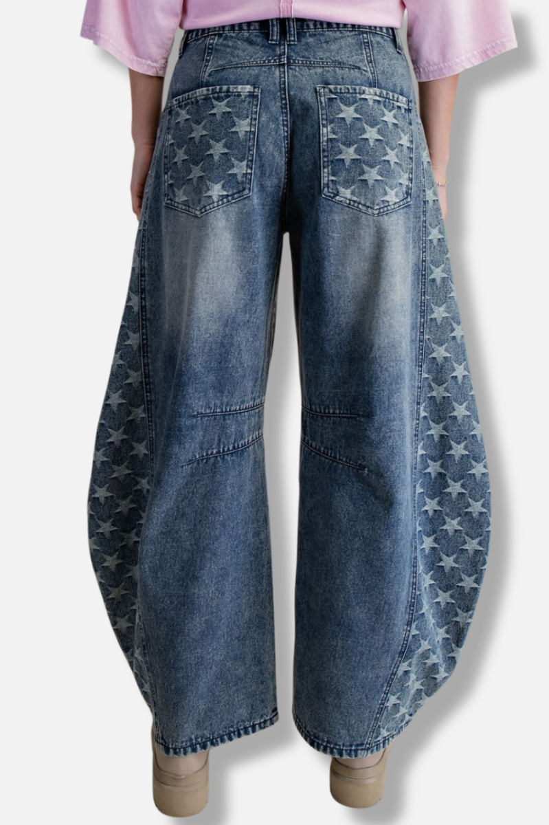 Star Barrel Jean - Washed Denim
