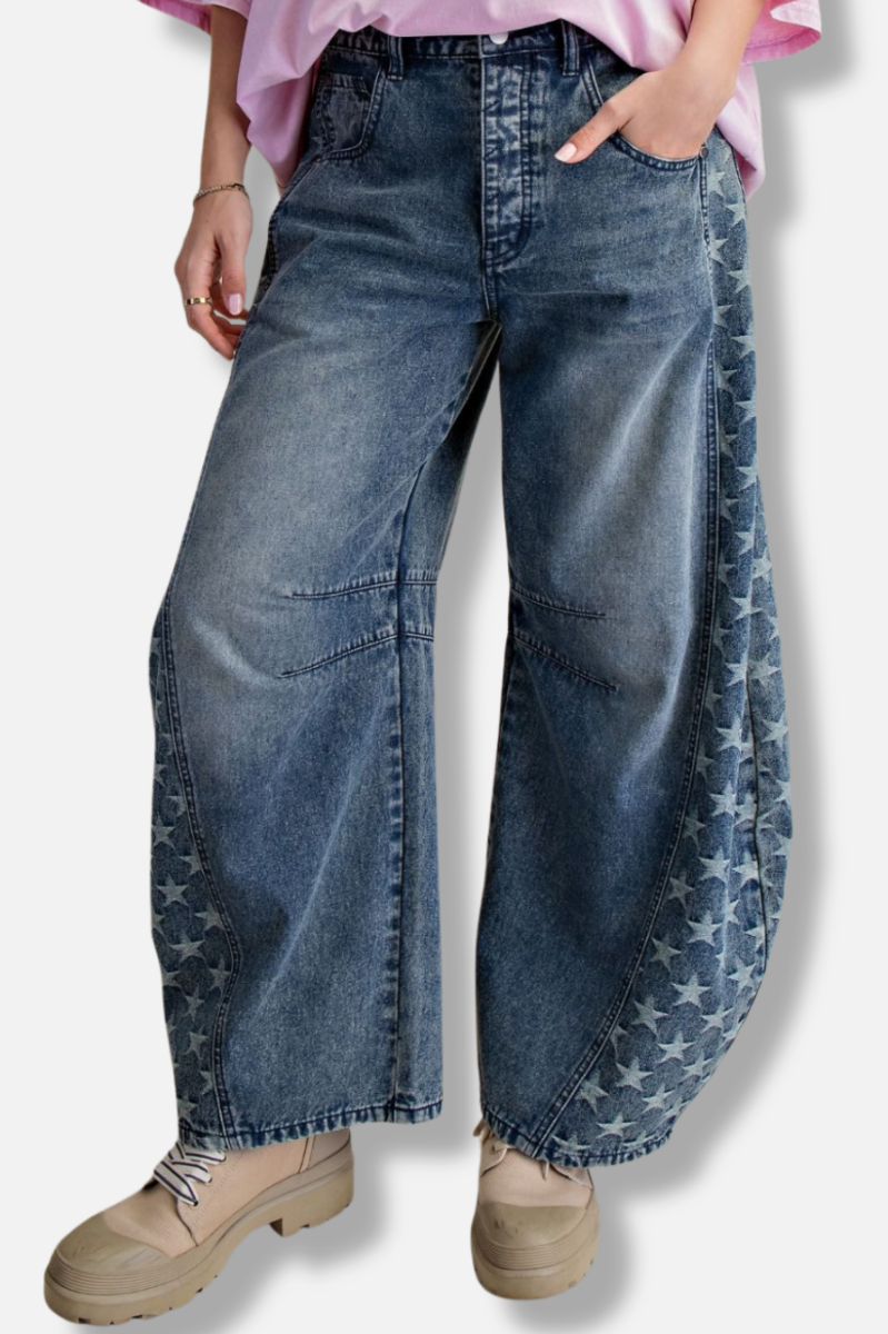 Star Barrel Jean - Washed Denim