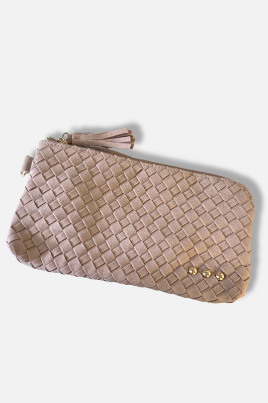 Suede Emma Woven Clutch Wristlet - Primrose