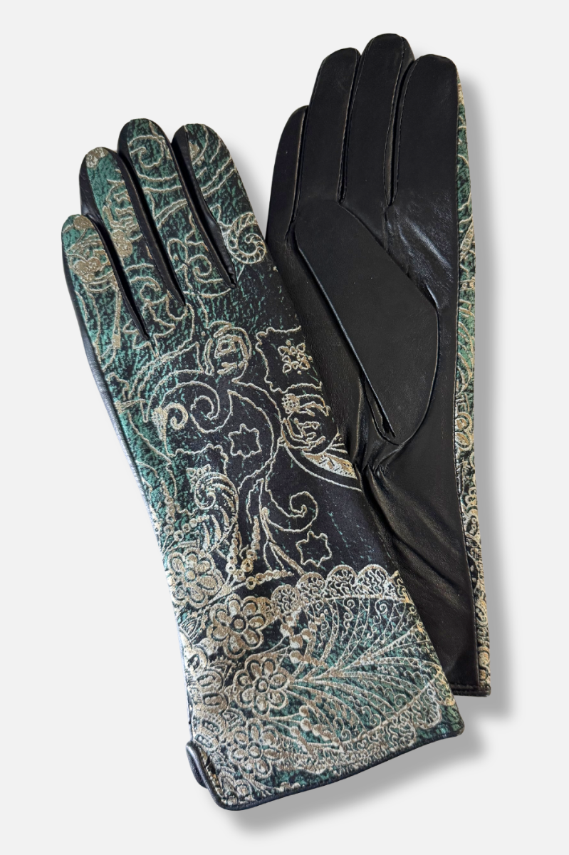 Kehlani Metallic Leather Glove - Black & Green 