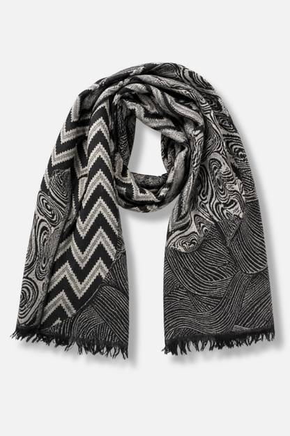 Muscat Mixed Geo Scarf - Black & Grey 