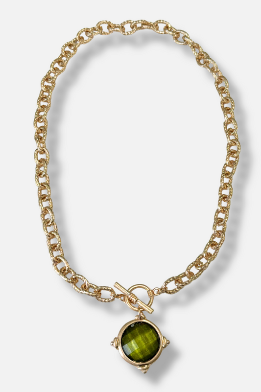 Arden Stone Pendant Necklace - Green 