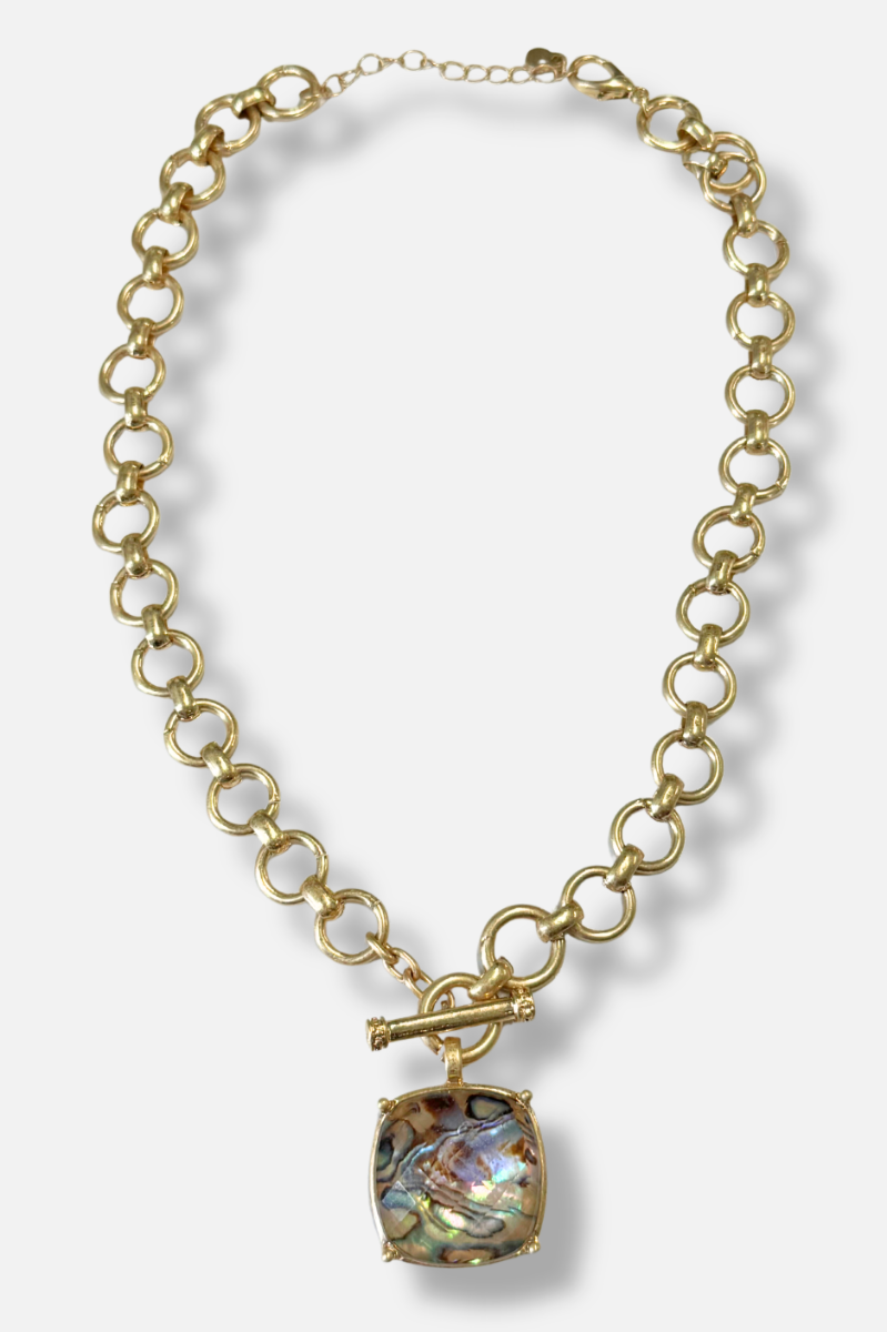Arden Stone Pendant Necklace - Marble 
