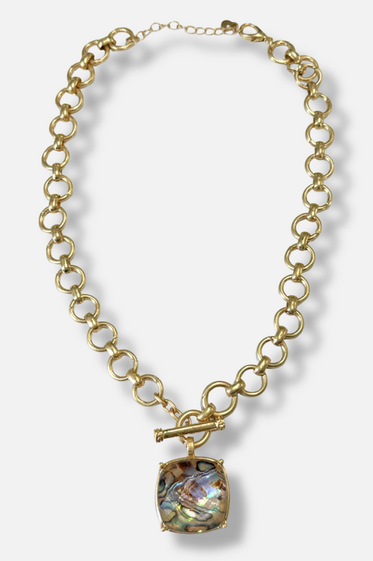 Arden Stone Pendant Necklace - Marble 