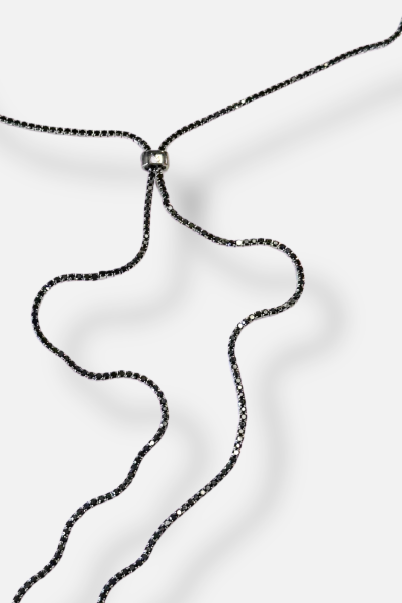 Midnight Crystal Lariat Necklace